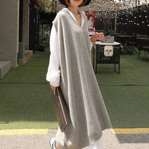 Loose Fit Vneck Long Sweater